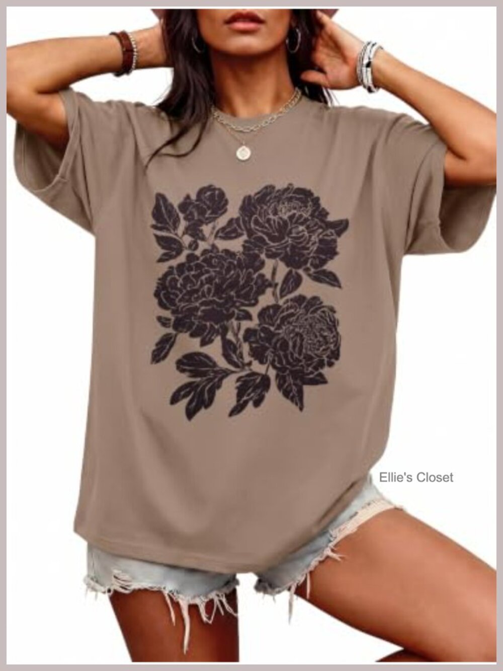 Oversized Graphic Tee for Women Dropped Shoulder Short Sleeve Casual Top